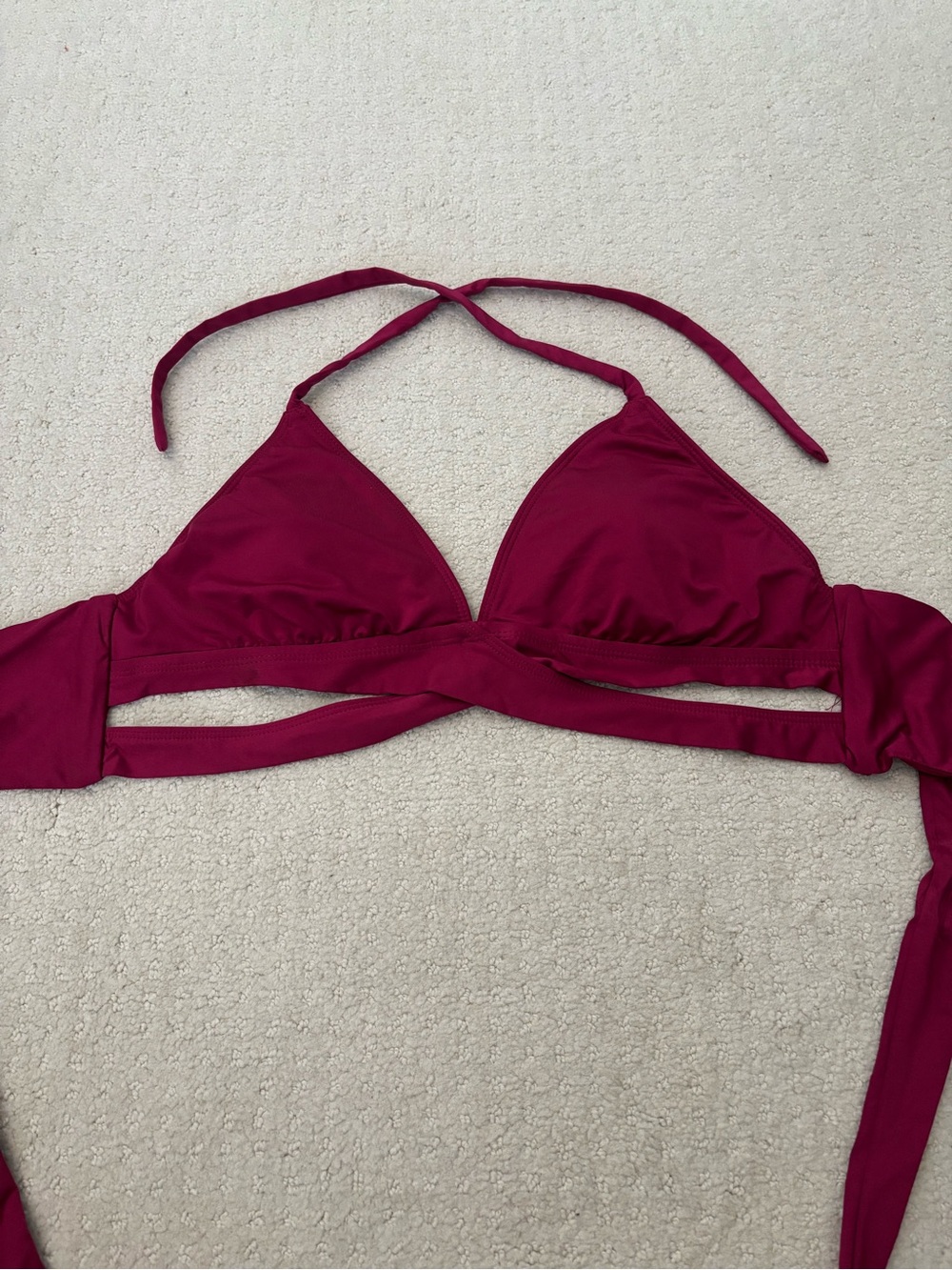 Mossimo Women’s Juniors Deep Raspberry Halter Bikini Top Tie Back Size XL